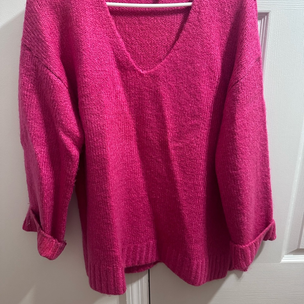 Z Supply Fuchsia V-Neck Sweater